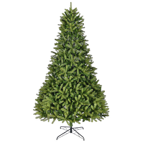 9Ft Premium Green Spruce Artificial Christmas Tree: 2576 PE/PVC Mixed Tips, Unlit Hinged Holiday Decor with Foldable Metal Stand for Easy Assembly &amp; Indoor/Outdoor Use