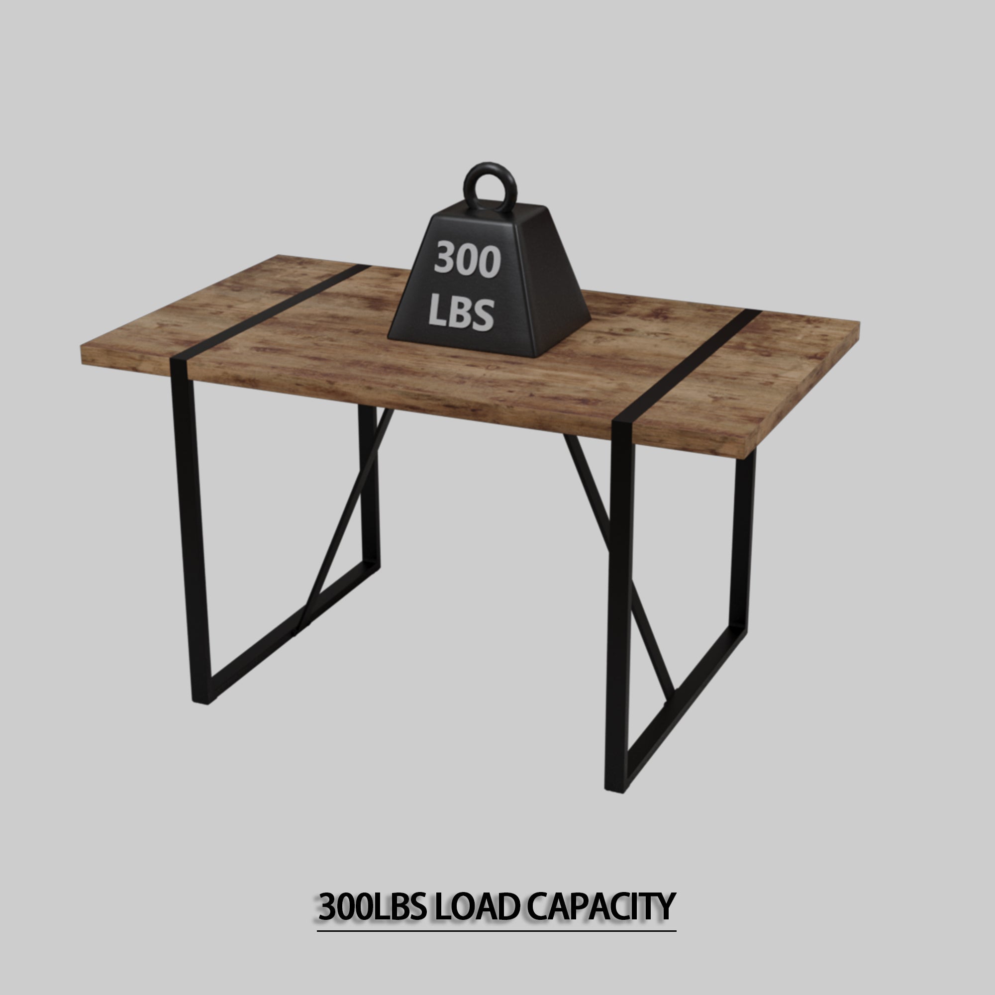 55" Dark Wood MDF Dining Table Set with 4 Grey Suede Chairs - Modern Industrial Rectangular Kitchen Table with Black Metal Base for Dining Room & Kitchen - Comfortable & Stylish