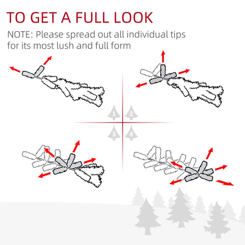 HOMCOM 7.5ft White Douglas Fir Artificial Christmas Tree | 500 Warm White LED Lights, 1346 Realistic Tips | Hinged, Easy Setup for Home Holiday Decor