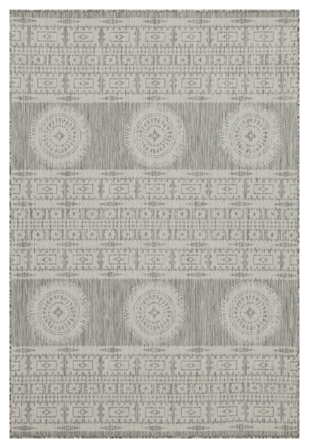 Sunshine GC_HAR2024 Silver 7'10" x 10'3" Indoor/Outdoor Area Rug - Durable Polypropylene, Stain-Resistant, Easy Clean, Flatweave for Entryways &amp; Patios, Made in Turkey