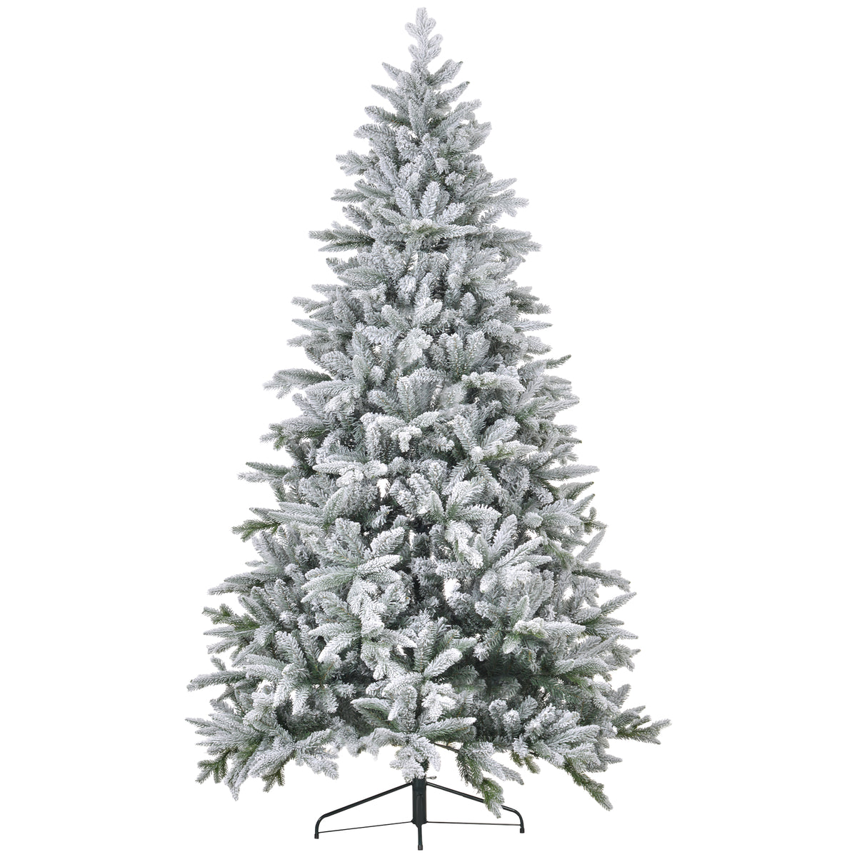 HOMCOM 8ft Snow Flocked Artificial Christmas Tree | 2003 Tips, Hinged Green Pine | Easy Assembly, Flame Retardant | Foldable Metal Stand for Home, Office, Holiday Decor