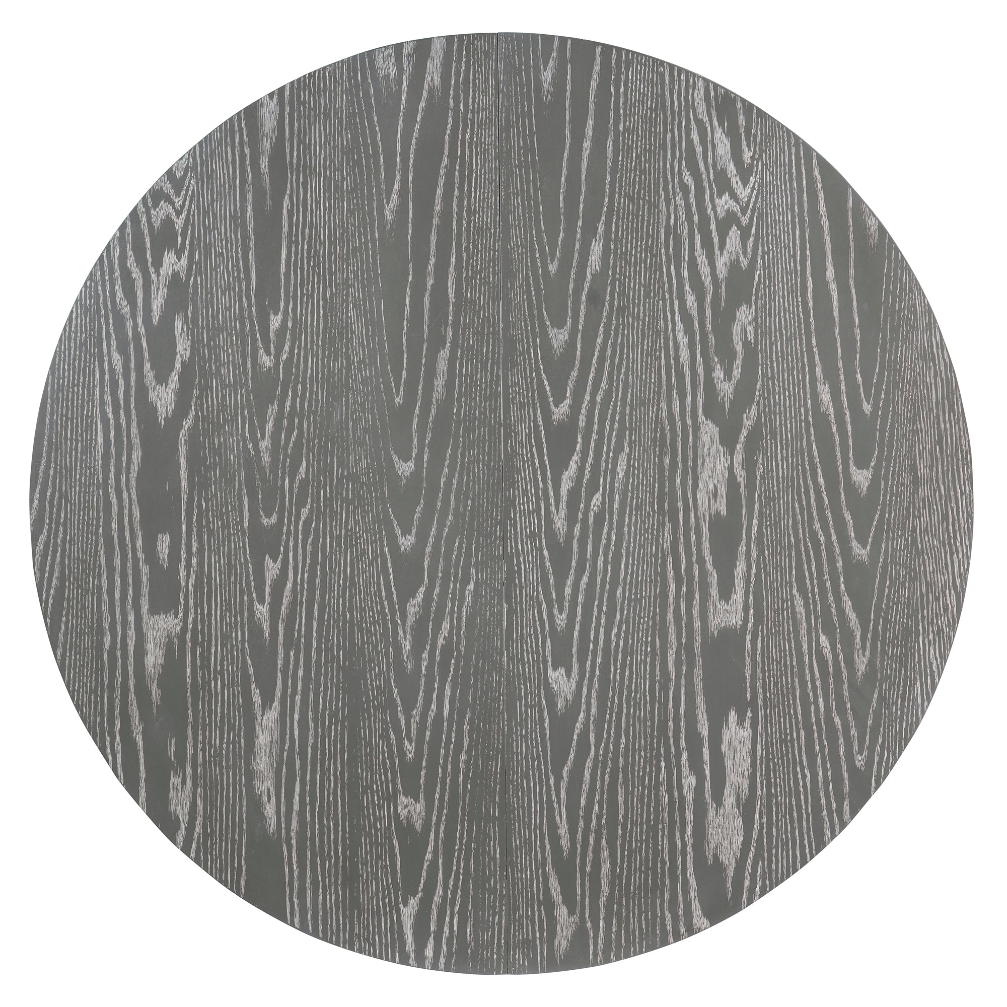 TREXM 5-Piece Extendable Round Dining Table Set for 4 - Vintage Grey Rubberwood & Linen Upholstered Chairs - 42"-54" Oval/Round Table for Kitchen, Dining Room, Living Room