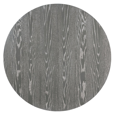 TREXM 5-Piece Extendable Round Dining Table Set for 4 - Vintage Grey Rubberwood & Linen Upholstered Chairs - 42"-54" Oval/Round Table for Kitchen, Dining Room, Living Room