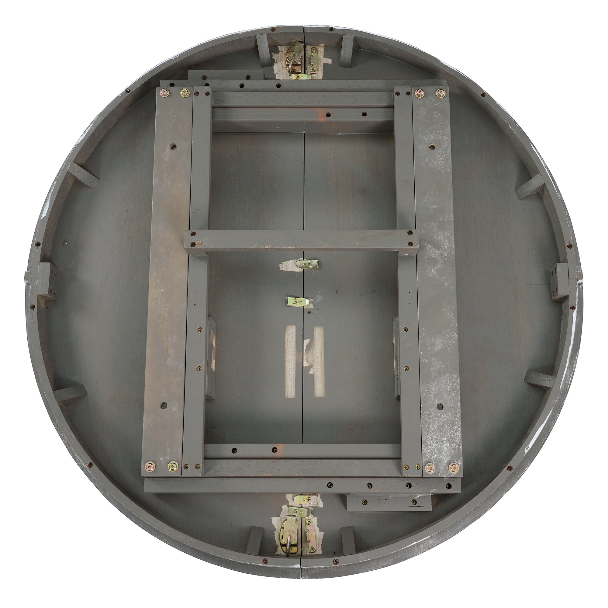 TREXM 5-Piece Extendable Round Dining Table Set for 4 - Vintage Grey Rubberwood & Linen Upholstered Chairs - 42"-54" Oval/Round Table for Kitchen, Dining Room, Living Room