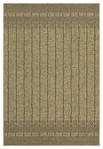 Earth Collection Jute/Black 2'7"x7'3" Indoor/Outdoor Area Rug - Durable Polypropylene, Stain Resistant, Easy Clean, Flatweave for Patios, Decks, Entryways