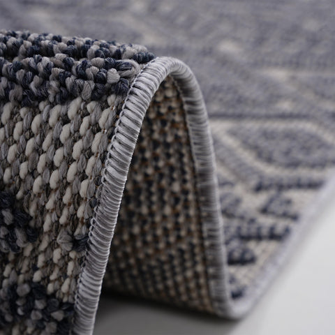 Guros Collection 8x10 Traditional Indoor/Outdoor Area Rug - Stain-Resistant Polypropylene, White/Gray, Medium Pile, Durable & Easy Care for Living Room, Patio, Entryway, Turkey Made