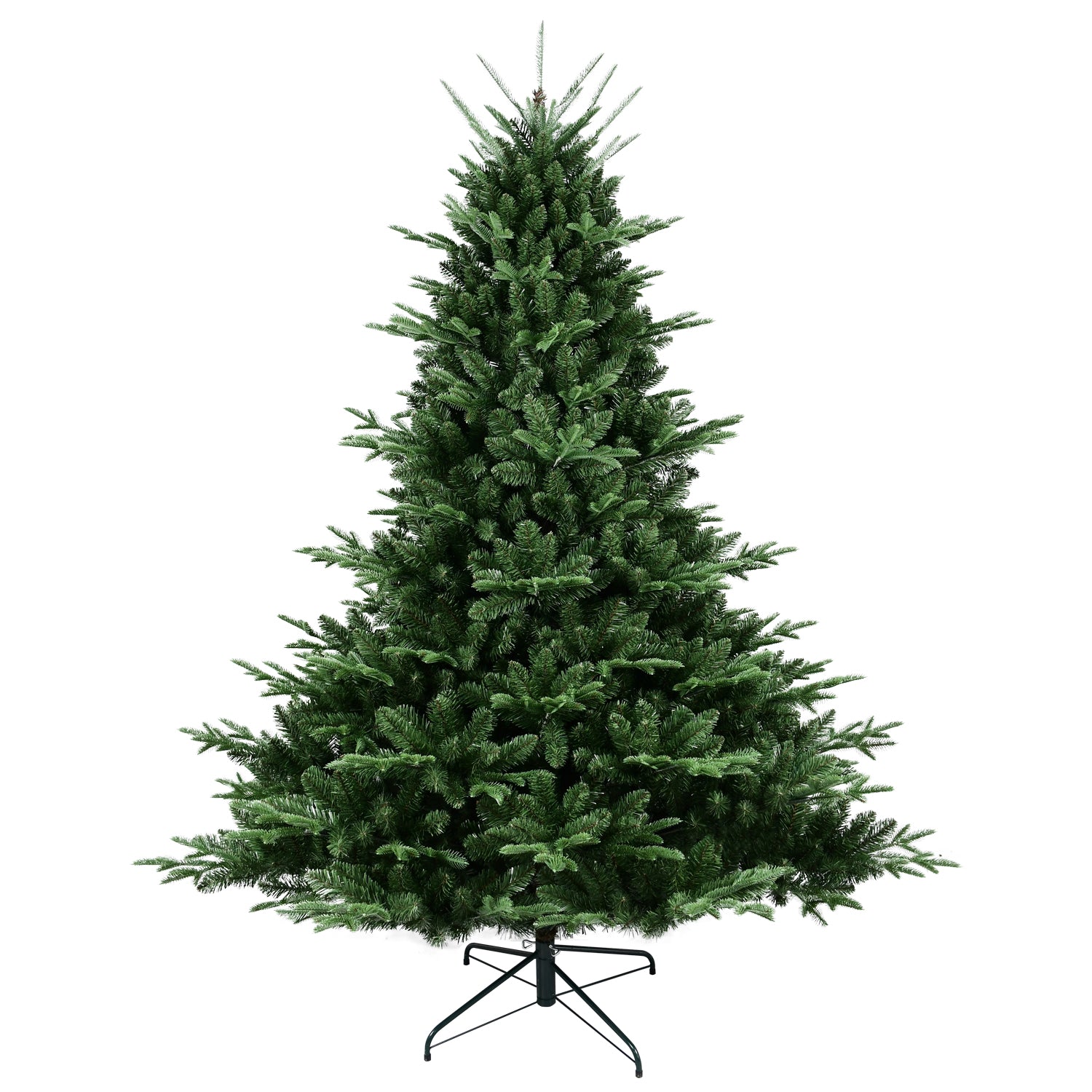 8FT Full-Shaped Christmas Tree - 2673 Lush PE/PVC Mixed Tips, Hinged for Easy Setup, Wide Base, Durable Metal Stand, Green - Perfect for Large Living Rooms &amp; Holiday Decor