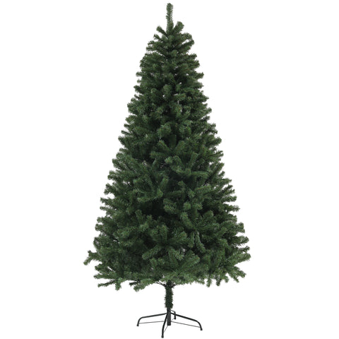 HOMCOM 7.5ft Green Artificial Christmas Tree with 1346 Auto-Open Branch Tips &amp; Steel Base | Realistic Holiday Decor for Home &amp; Office