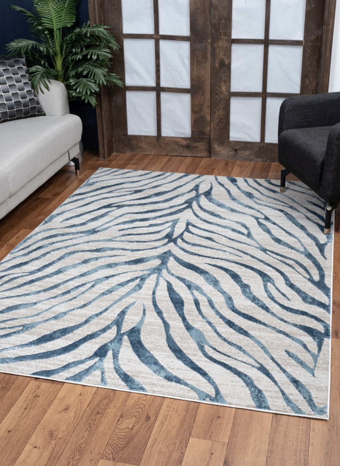 Elegance GC_CNC6006 Blue 2'7"x7'3" Area Rug | Soft Polyester Animal Skin Pattern, Durable, Stain Resistant, Low Pile for Entryways &amp; High Traffic Areas, Made in Turkey