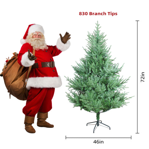 Winga 6FT 72-Inch Green Curved Christmas Tree - Realistic PE &amp; PVC, Fluffy Dense Branches, Easy Assembly, Stable Metal Base, Holiday Decor for Home &amp; Parties