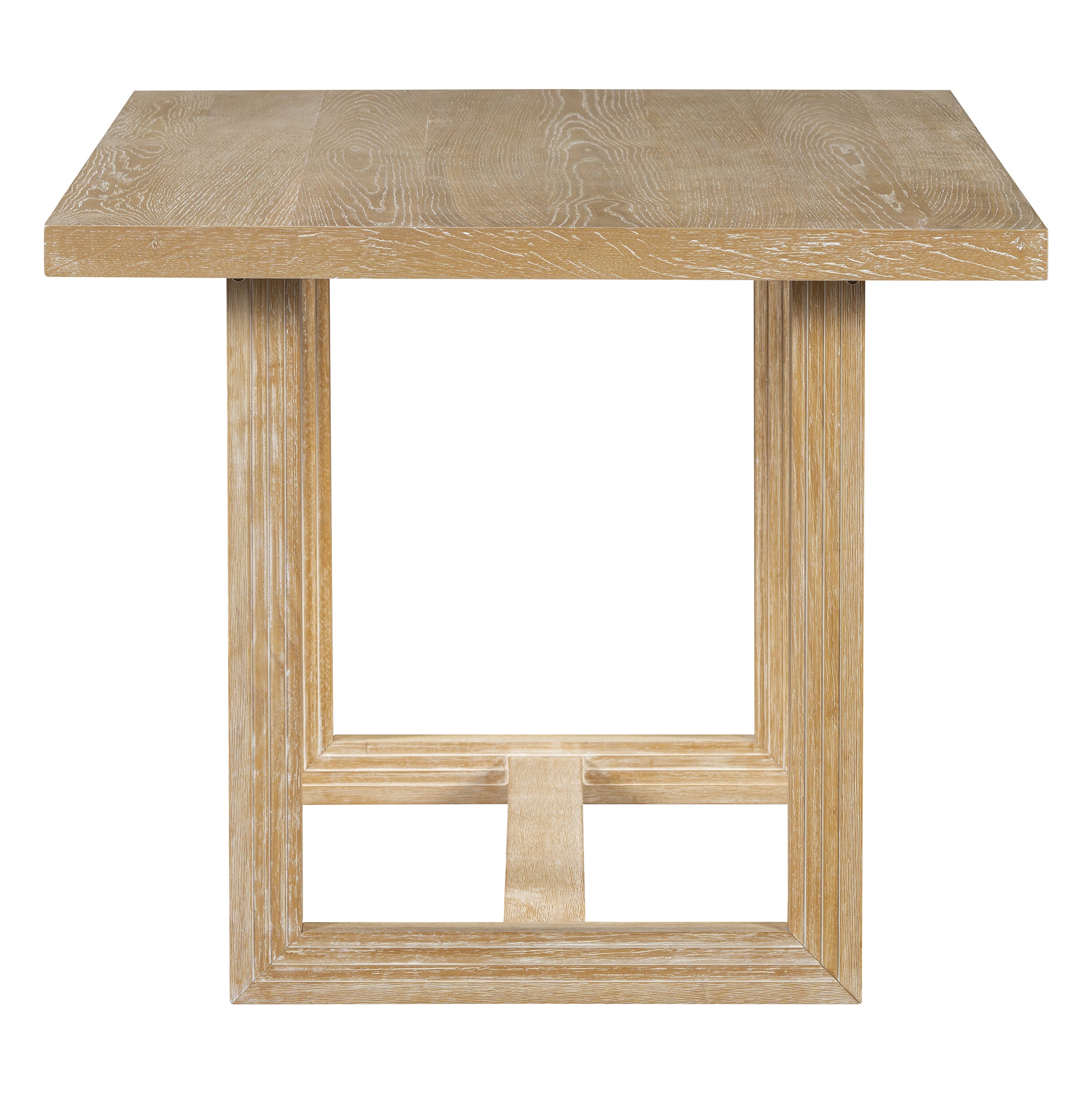 TREXM 6-Piece Retro Dining Table Set for 6, 60" Oak Veneer Wood Kitchen Table & 4 Chairs with Upholstered Bench, Natural Finish, Dining Room & Kitchen Use, Durable Rubberwood Legs