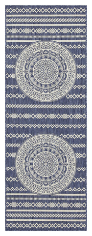 Sunshine GC_HAR2016 Blue 7'10" x 10'3" Indoor/Outdoor Area Rug - Durable Polypropylene, Stain-Resistant, Easy Clean, Flatweave, Turkey Made