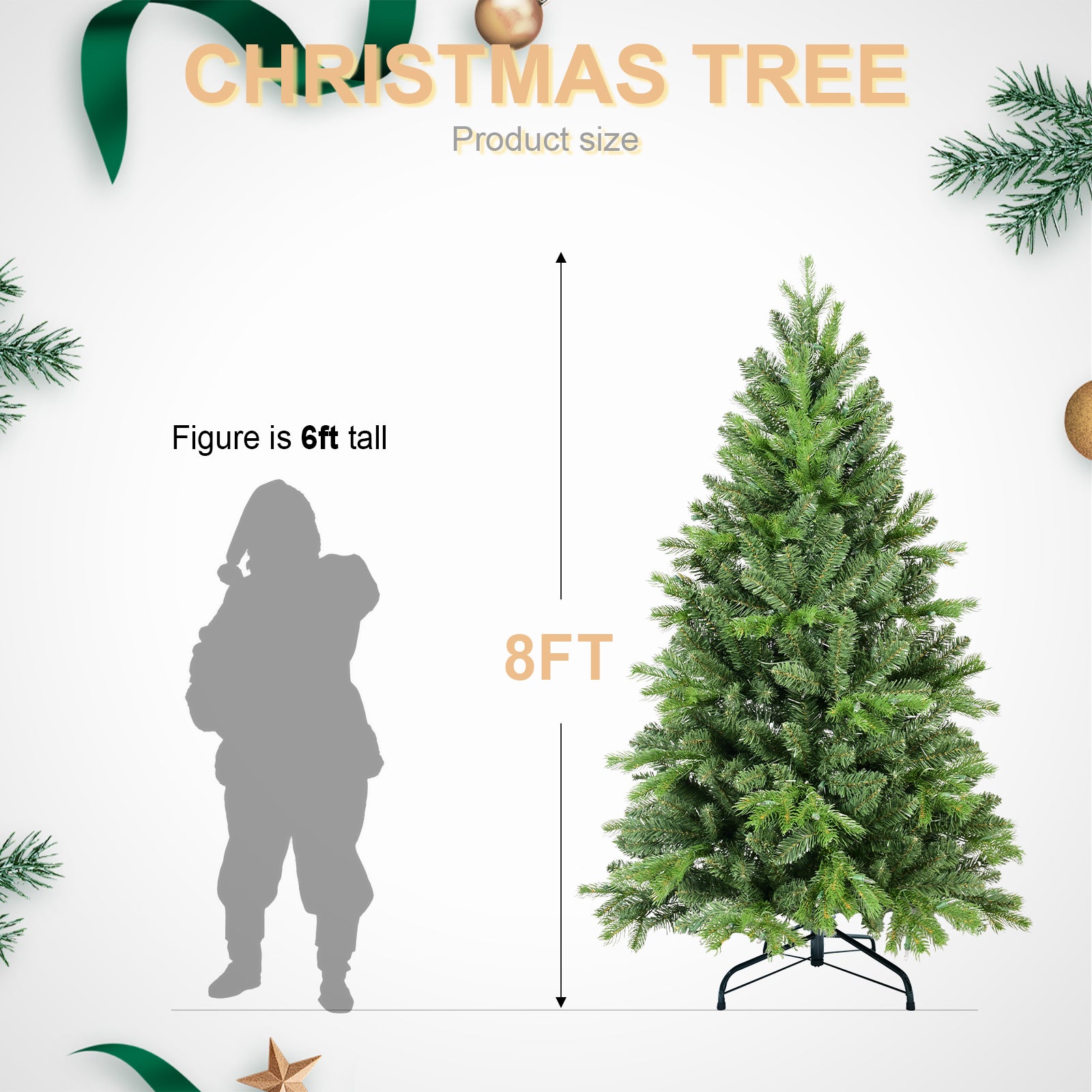 5FT Full-Bodied Green Christmas Tree: 756 Realistic PE+PVC Tips, Hinged Branches, Easy Assembly, Stable Metal Stand - Perfect Holiday Home Decor