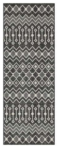 Sunshine GC_HAR2020 Anthracite 5'3" x 7'3" Indoor/Outdoor Area Rug - Stain-Resistant Polypropylene for Patio, Deck, Living Room. Easy Clean, Durable Flatweave, Made in Turkey