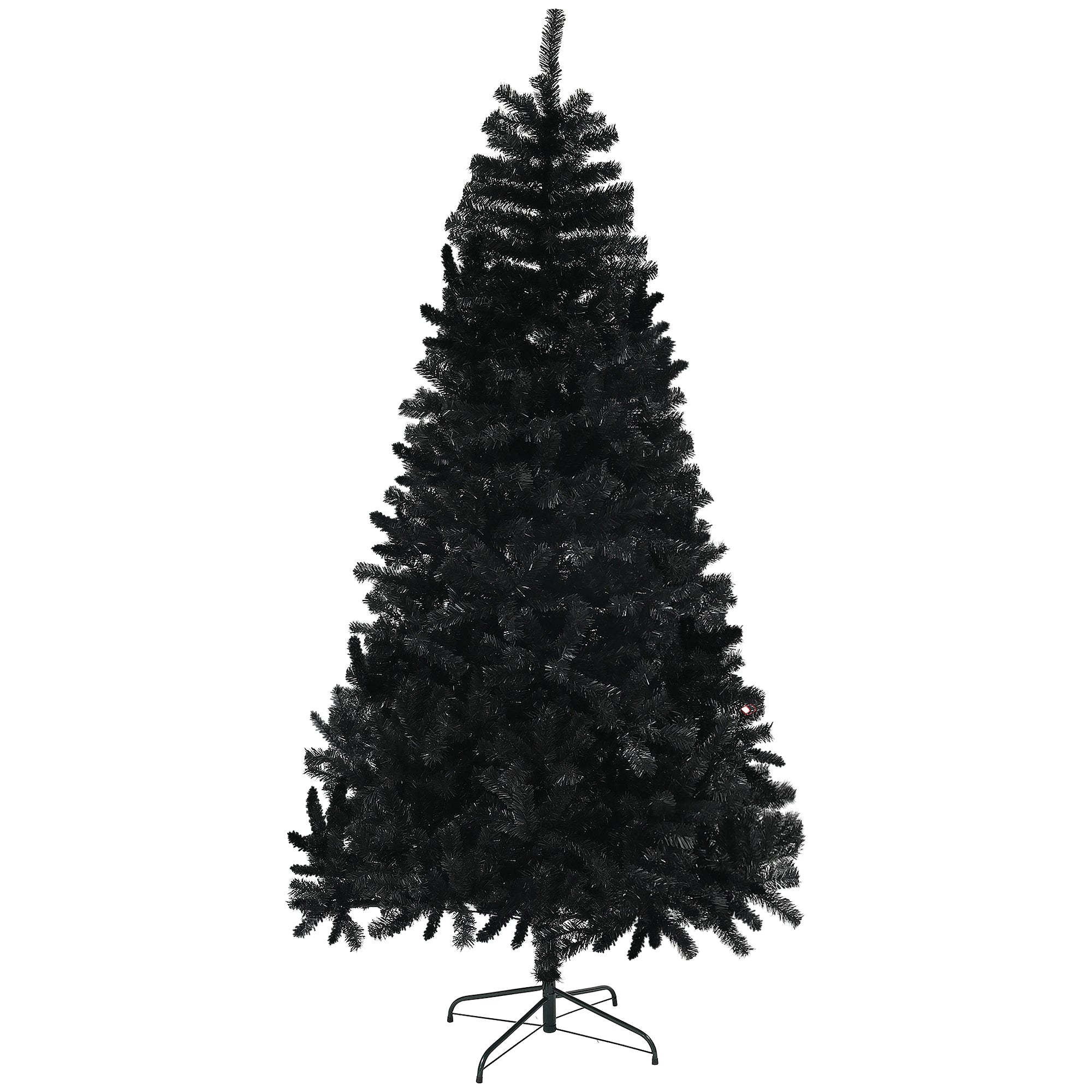 HOMCOM 7.5ft Black Artificial Christmas Tree: Auto-Open 1346 Branch Tips, Realistic Unlit Xmas Tree with Steel Base, Flame-Retardant Holiday Decor for Home & Office