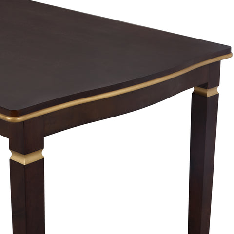 6-Piece Espresso Solid Wood Dining Table Set: 60" Rectangular Table, 4 High-Back Tufted Chairs & Bench, Seats 6 for Kitchen & Dining Room, Elegant Craftsmanship & Comfort