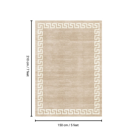 Toucan K5561-5A 5'x7' Washable Non-Slip Area Rug | Durable Polyester Beige Rug for Living Room, Bedroom, Entryway | Low Pile, Pet-Friendly, Easy Care