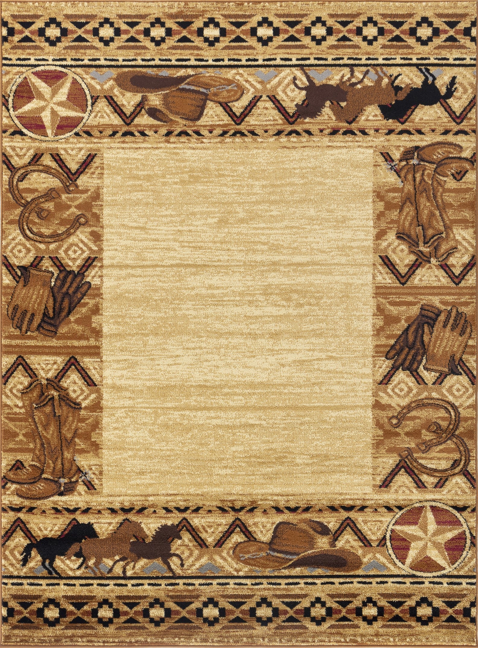 Tribes GC Southwest Area Rug, Beige 2'7" x 7'3" Runner - Durable Polypropylene, Low Pile, Stain-Resistant, Kid &amp; Pet Friendly, Made in Turkey
