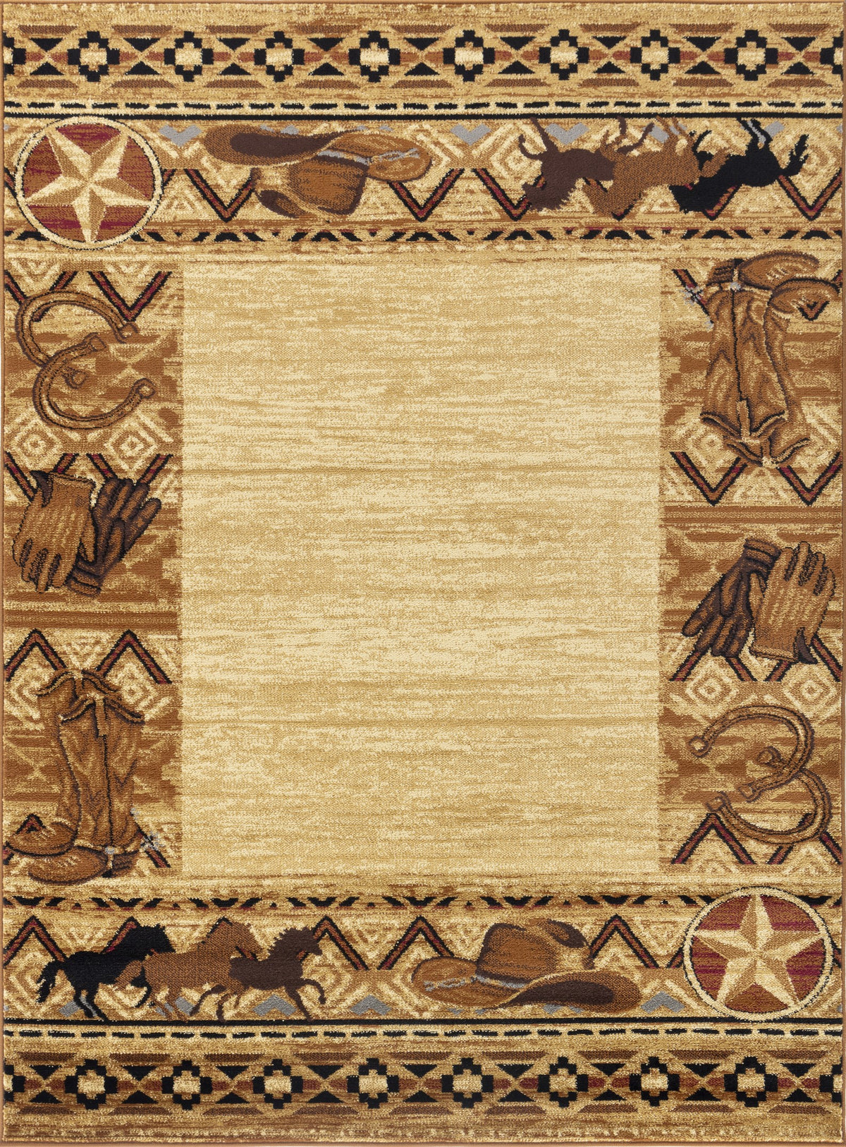 Tribes GC Southwest Area Rug - 5'3" x 7'3" Beige Polypropylene, 0.39" Pile, Stain-Resistant, Durable for High-Traffic Living Rooms &amp; Entryways, Made in Turkey