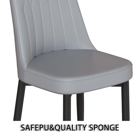 63" Cream Modern MDF Dining Table Set with 6 Grey PU Leather Ergonomic Chairs - Industrial Style Home & Kitchen Furniture for 4-8 Guests - Easy Assembly