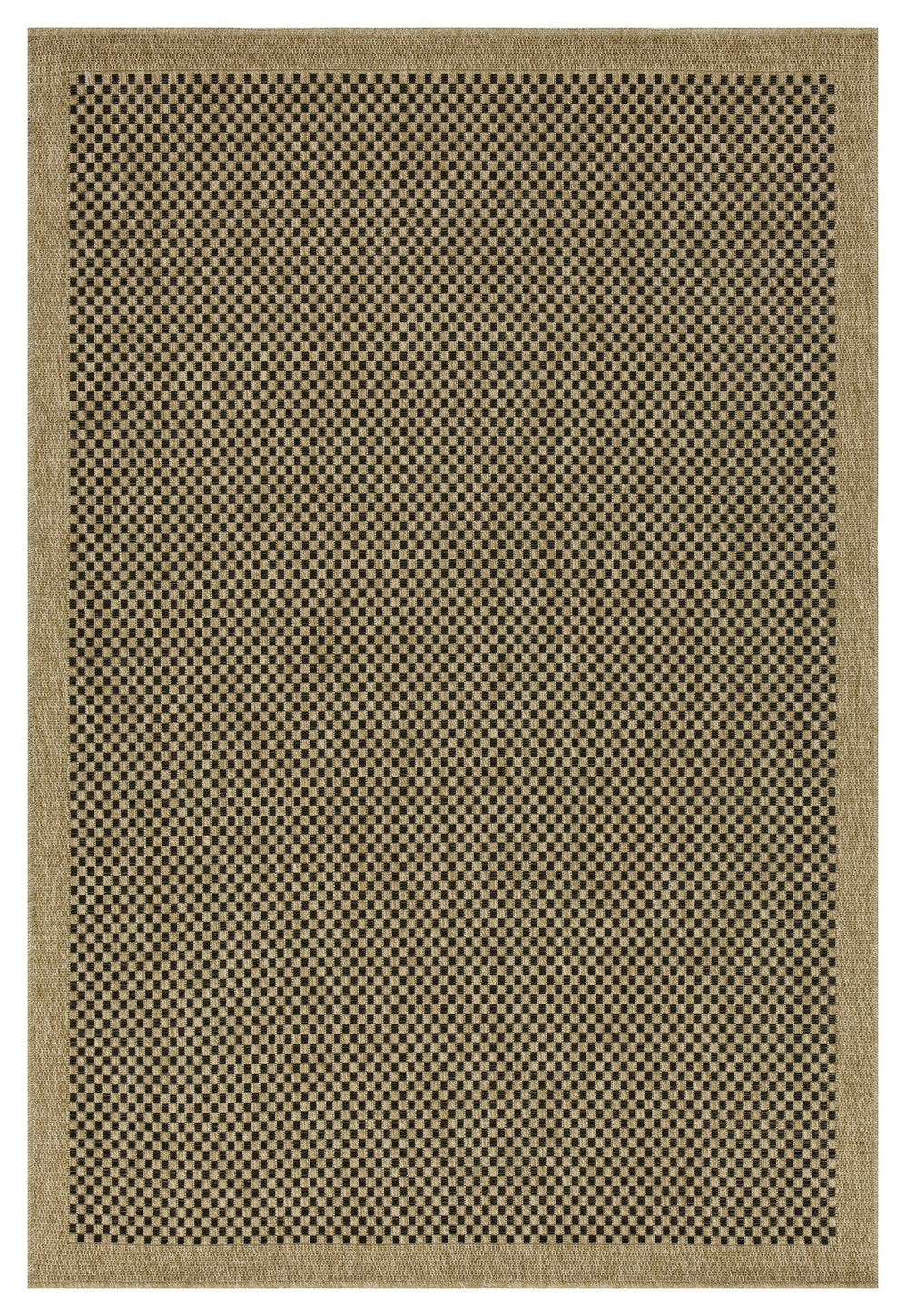 Earth Collection Jute/Black 7'10" x 10'3" Indoor/Outdoor Area Rug - Durable Polypropylene, Stain-Resistant, Easy Clean, Flatweave for High Traffic Areas &amp; Entryways