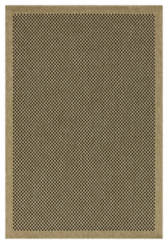Earth GC Jute/Black 2'7"x7'3" Indoor/Outdoor Area Rug - Durable Polypropylene Flatweave, Stain Resistant, Easy Clean, Turkey Made