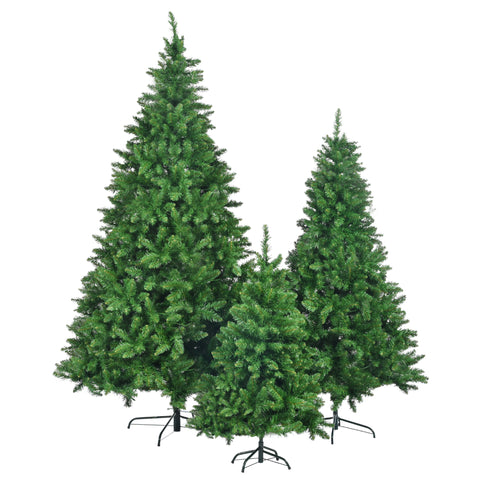 Set of 3 Pre-Lit Green Pine Artificial Christmas Trees (4ft, 6ft, 8ft) with 820 Warm Yellow LED Lights & 2539 Realistic Branch Tips - Hinged Xmas Tree Decor for Home, Office, Party