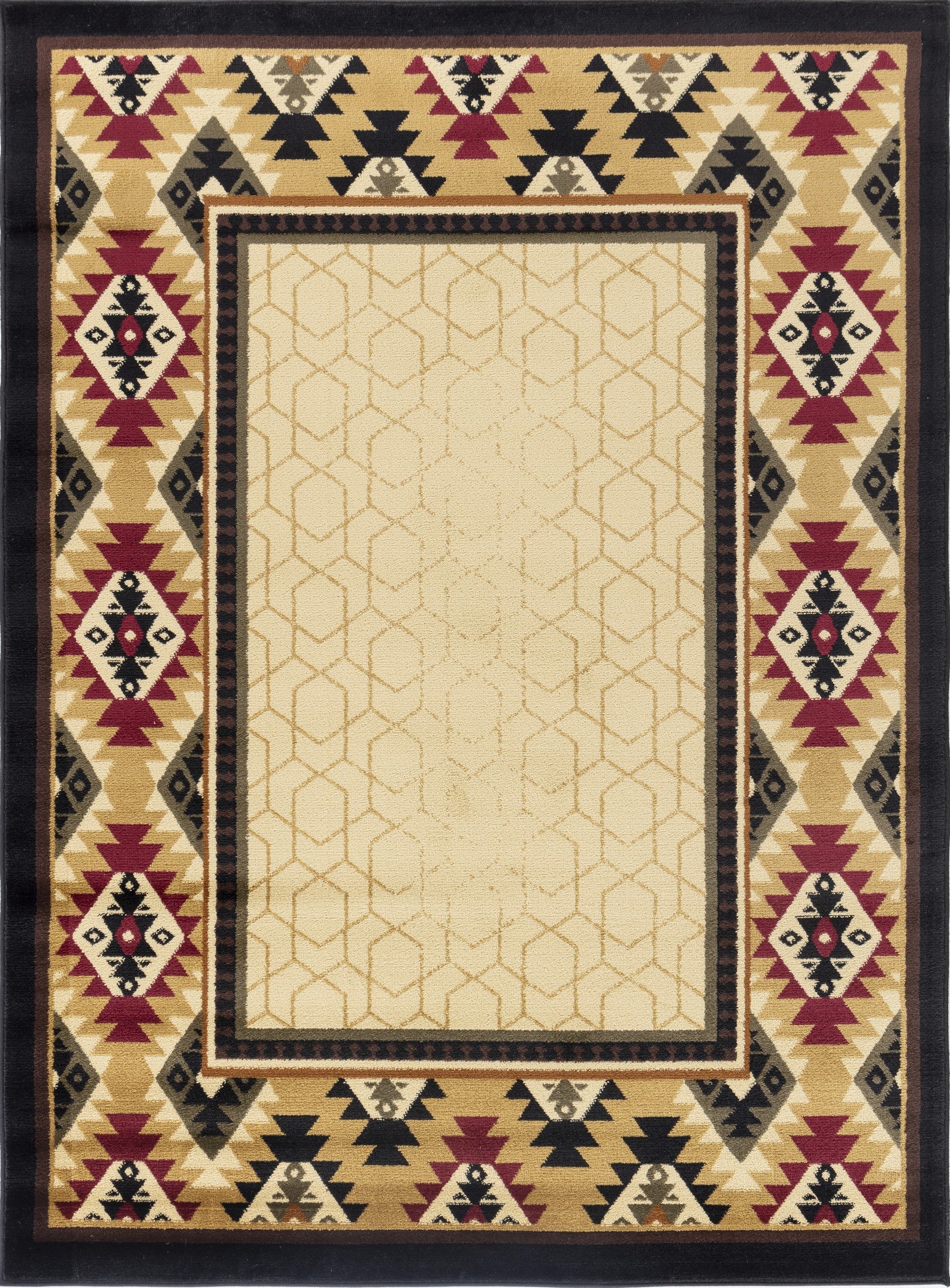 Tribes GC Southwest Cream 5'3" x 7'3" Polypropylene Area Rug, Kid & Pet Friendly, Stain Resistant, 0.39" Pile Height, Made in Turkey, Perfect for Living Room & High Traffic Areas