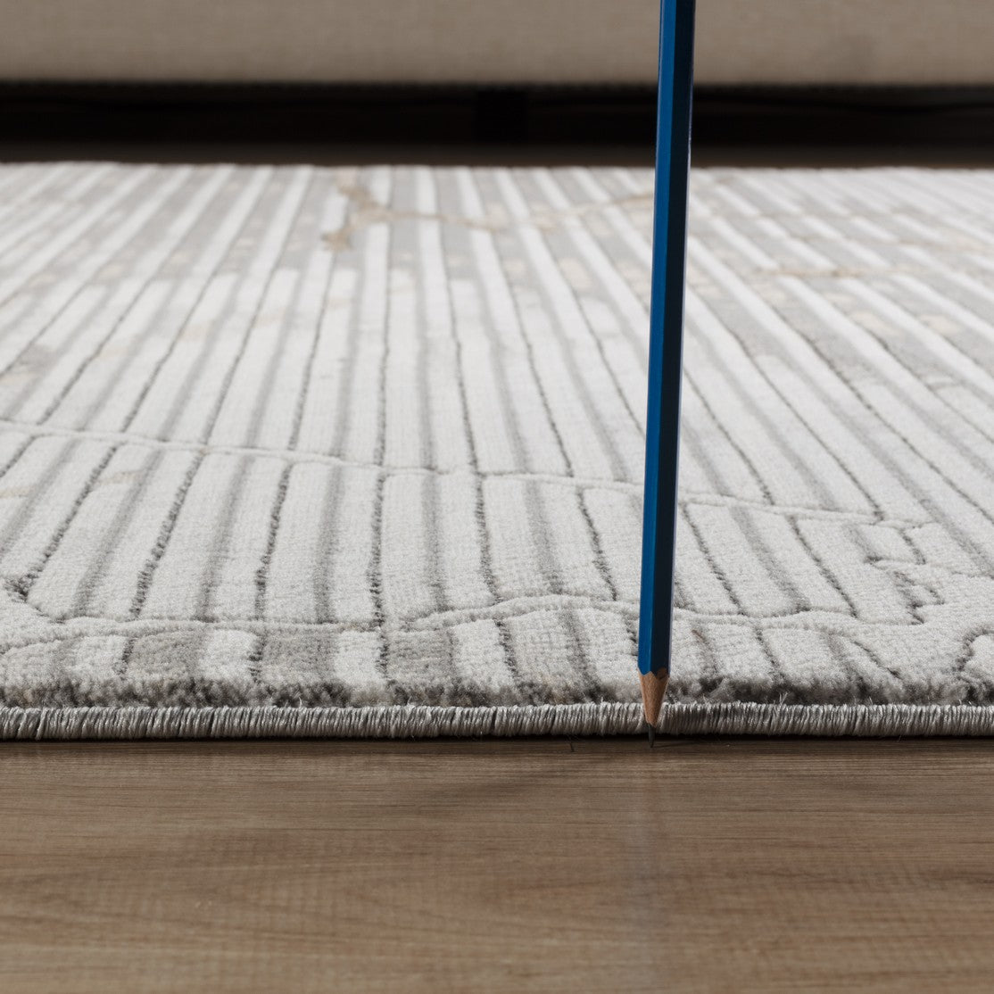 Geometrix GC_DIM1005 7'10"x10'6" Ivory & Grey Polyester Area Rug - Modern Abstract Design, Low Pile, Durable Jute Backing for Living Room, Bedroom, Entryway