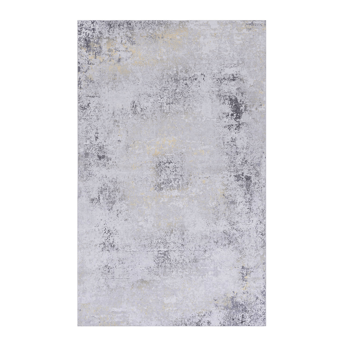 MAVAL Washable Area Rug 3x5, Soft Chenille Gray & Gold Boho Style Rug, Non-Slip, Stain-Resistant, Low Pile for Living Room, Bedroom, Kitchen, Hallway, Easy Clean, Durable, 3'x5'