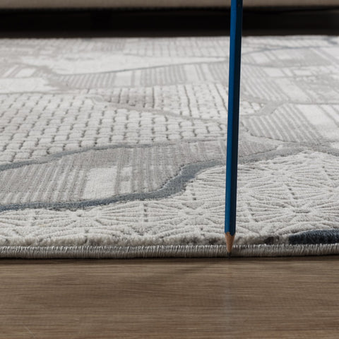 Geometrix GC_DIM1010 Gray 7'10"x10'6" Abstract Art Deco/Boho Polyester Area Rug - Soft Luxury, 3D Effect, Stain-Resistant, Kid &amp; Pet Friendly, Made in Turkey