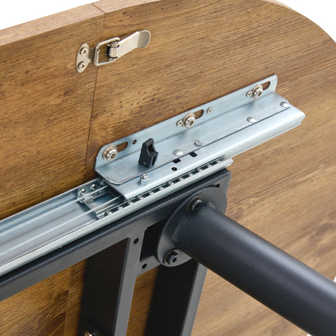 Modern Extendable Round Wood MDF Dining Table Set with 4 PU Cushioned Armless Chairs, Wood Brown, Seats 4, Perfect for Kitchen &amp; Dining Room Gatherings