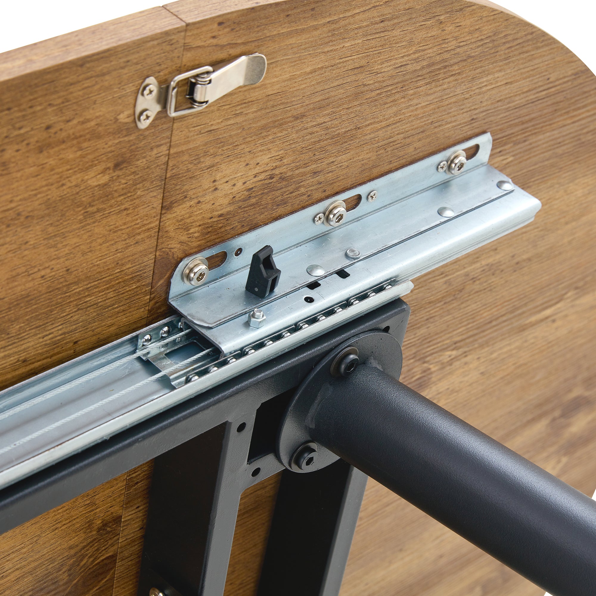 Modern Extendable Round Wood MDF Dining Table Set with 4 PU Cushioned Armless Chairs, Wood Brown, Seats 4, Perfect for Kitchen &amp; Dining Room Gatherings