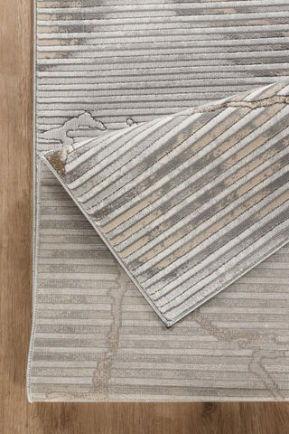 Geometrix GC_DIM1005 7'10"x10'6" Ivory & Grey Polyester Area Rug - Modern Abstract Design, Low Pile, Durable Jute Backing for Living Room, Bedroom, Entryway