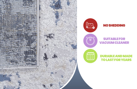 PAYAS Collection 2'x3' Grey Abstract Doormat Rug - Stain-Resistant Polyester, Low Pile (0.28") for Entryway, Living Room, Bedroom, Pet-Friendly, Durable, Easy Care, Turkish Made