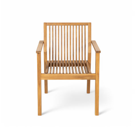 Durable 5-Piece Acacia Wood Patio Furniture Set: Natural Table & 4 Beige Cushioned Chairs for Outdoor Dining, Garden, Deck - Heavy-Duty, All-Weather, 69" Table, 400lb Chairs