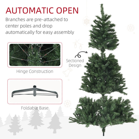 HOMCOM 7.5ft Green Artificial Christmas Tree with 1346 Auto-Open Branch Tips &amp; Steel Base | Realistic Holiday Decor for Home &amp; Office