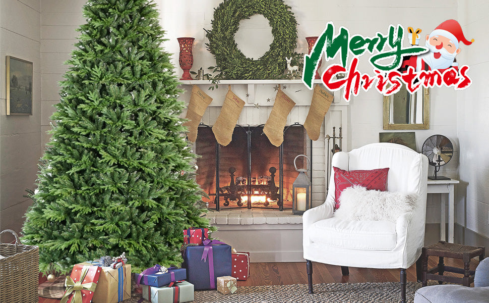 6.5ft Premium Hinged Artificial Christmas Tree - Realistic PE+PVC Pine with 2225 Tips, Memory Wire, Sturdy Metal Stand - Lush Green Indoor/Outdoor Holiday Decor