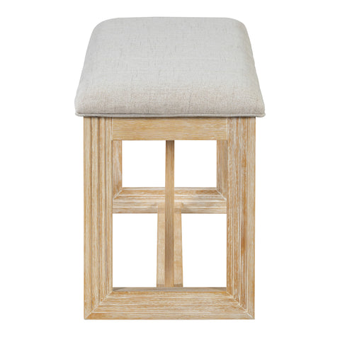 TREXM 6-Piece Retro Dining Table Set for 6, 60" Oak Veneer Wood Kitchen Table & 4 Chairs with Upholstered Bench, Natural Finish, Dining Room & Kitchen Use, Durable Rubberwood Legs