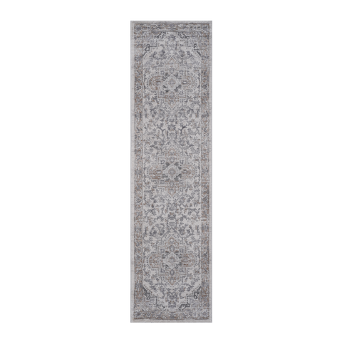 MARFI Collection 2'x8' Oriental Runner Rug, Ivory & Beige, Stain-Resistant Polyester, Medium Pile 0.35", Durable, Kid & Pet-Friendly, Turkish Made, Entryway & Hallway Decor