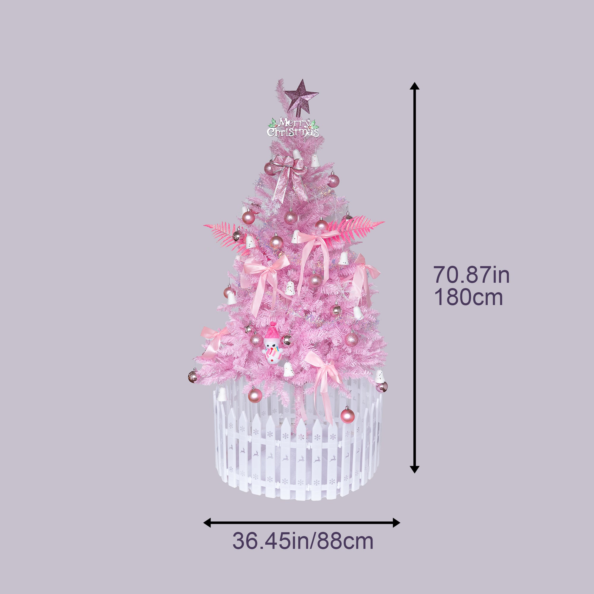 6FT Slim Pink Pencil Christmas Tree - Flame-Resistant PVC, Sturdy Metal Base, Easy Assembly for Apartments, Offices &amp; Holiday Decor