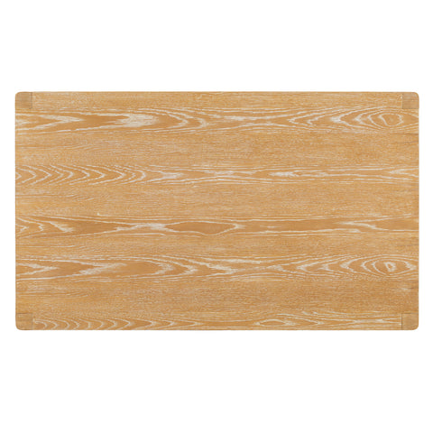 TREXM 7-Piece Retro Rectangular Wood Dining Table Set for 6 - Natural Oak Veneer & MDF with Upholstered Foam Chairs - Spacious Kitchen & Dining Room Furniture - Durable Solid Wood Legs