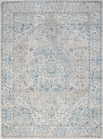 Noble GC_GEN7001 Ivory 2x3 ft Area Rug: Classic Medallion Pattern, Soft Polyester, Durable, Stain-Resistant, Low Pile Entryway Rug, Made in Turkey