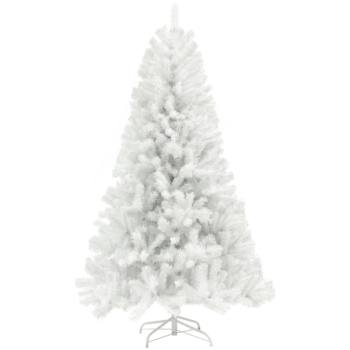 HOMCOM 7.5ft White Artificial Christmas Tree - Auto Open Unlit Xmas Tree with 1346 Realistic Branch Tips, Flame-Retardant, Steel Base - Perfect Holiday Home & Office Decor