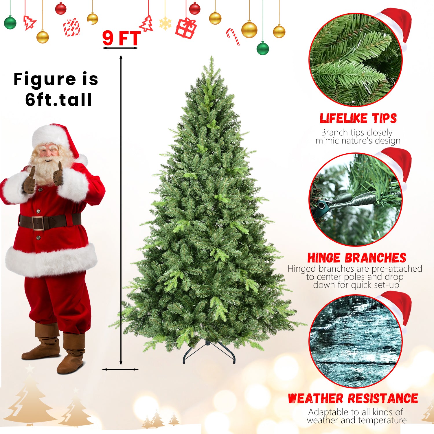 7FT Classic Green Christmas Tree: 1875 PE+PVC Tips, Hinged Branches, Easy Assembly, Stable Metal Stand, Realistic Full Holiday Decor for Home & Indoor Use