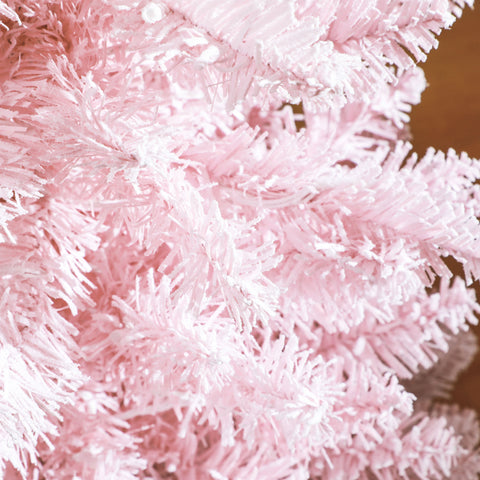 HOMCOM 5' Pink Pre-Lit Slim Noble Fir Artificial Christmas Tree - Snow-Flocked, 160 Warm White LEDs, 294 Tips, Flame-Retardant Plastic - Perfect for Indoor Holiday Decor