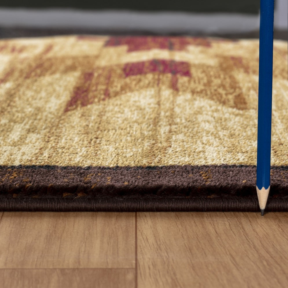 Nature's Nest GC_CBL3006 5'3"x7'3" Lodge Area Rug - Wildlife Mountain Animal Southwest Beige Polypropylene, Stain-Resistant, Durable for Living Room, Bedroom, Entryway, Made in Turkey