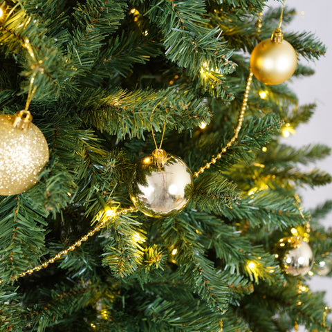 6FT Green Christmas Tree: 250 Warm White LED Lights, 1000 Realistic PVC &amp; Hard Needle Tips, Hinged Branches, Sturdy Metal Stand for Indoor Home Holiday Decor