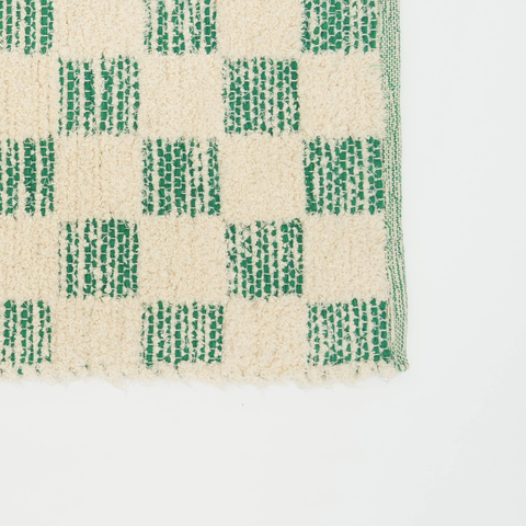 Checker Accent Rug 36x24" - Soft Cotton Blend Scatter Rug for Living Room, Bedroom, Entryway &amp; Home Decor - Textured Plush Comfort, Fringed Edges, Rustic Green