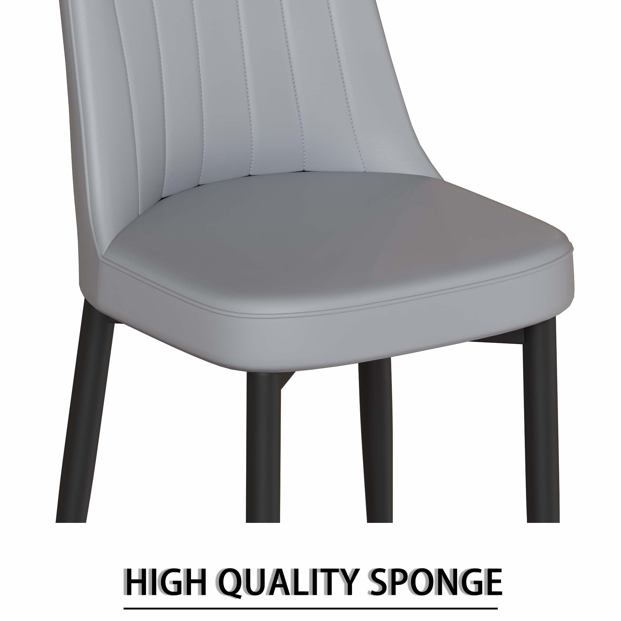 Expandable Dining Table Set for 2-8 People, 63-79" Gray MDF Kitchen Table with 4 PU Leather Padded Chairs, U-Shaped Legs, Modern Farmhouse Style for Dining Room & Living Room